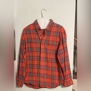 Men’s 2XL Duluth Trading Co Orange and Gray Flannel Shirt